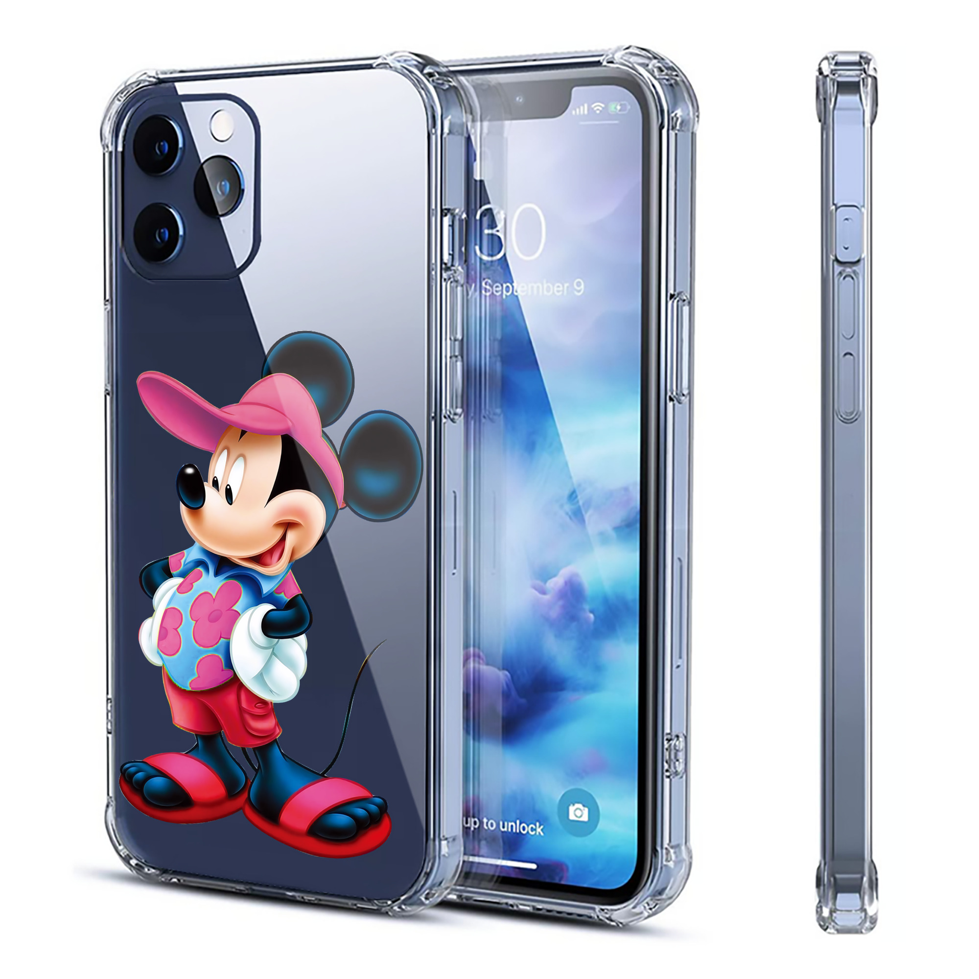（画像用） ミッキーマウス Mickey Mouse 【iPhone 12シリーズ対応】透明スマホケース（クリアソフトケース）